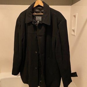 Men's XXL Black Wool Car Coat